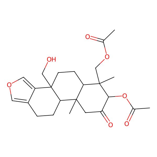 2D Structure of [(3bS,6S,7S,9aR)-7-acetyloxy-3b-(hydroxymethyl)-6,9a-dimethyl-8-oxo-4,5,5a,7,9,9b,10,11-octahydronaphtho[2,1-e][2]benzofuran-6-yl]methyl acetate