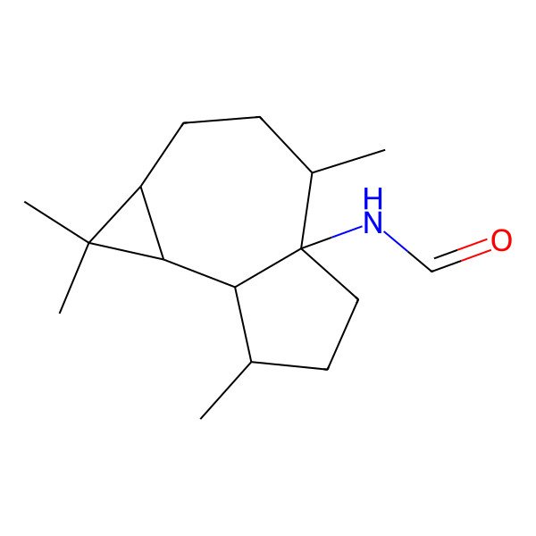 2D Structure of N-[(1aS,4S,4aS,7S,7aR,7bS)-1,1,4,7-tetramethyl-2,3,4,5,6,7,7a,7b-octahydro-1aH-cyclopropa[h]azulen-4a-yl]formamide