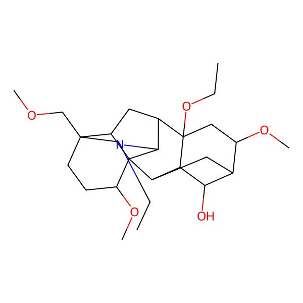 2D Structure of 8-Ethoxy-11-ethyl-6,16-dimethoxy-13-(methoxymethyl)-11-azahexacyclo[7.7.2.12,5.01,10.03,8.013,17]nonadecan-4-ol