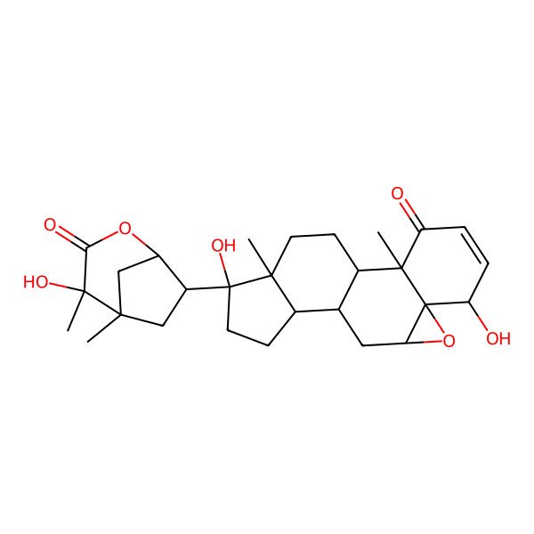 2D Structure of 6,15-Dihydroxy-15-(4-hydroxy-4,5-dimethyl-3-oxo-2-oxabicyclo[3.2.1]octan-7-yl)-2,16-dimethyl-8-oxapentacyclo[9.7.0.02,7.07,9.012,16]octadec-4-en-3-one