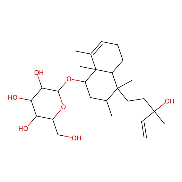 2D Structure of (2R,3R,4S,5S,6R)-2-[[(1S,3R,4S,4aR,8aR)-4-[(3S)-3-hydroxy-3-methylpent-4-enyl]-3,4,8,8a-tetramethyl-1,2,3,4a,5,6-hexahydronaphthalen-1-yl]oxy]-6-(hydroxymethyl)oxane-3,4,5-triol