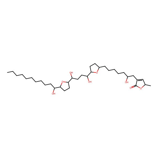 2D Structure of (2R)-4-[(2S)-7-[(2R,5R)-5-[(1S,4R)-1,4-dihydroxy-4-[(2R,5S)-5-[(1S)-1-hydroxyundecyl]oxolan-2-yl]butyl]oxolan-2-yl]-2-hydroxyheptyl]-2-methyl-2H-furan-5-one