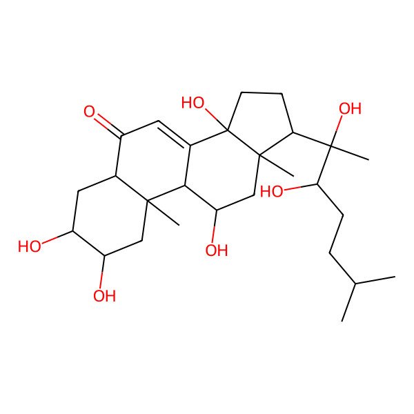 2D Structure of 17-(2,3-dihydroxy-6-methylheptan-2-yl)-2,3,11,14-tetrahydroxy-10,13-dimethyl-2,3,4,5,9,11,12,15,16,17-decahydro-1H-cyclopenta[a]phenanthren-6-one