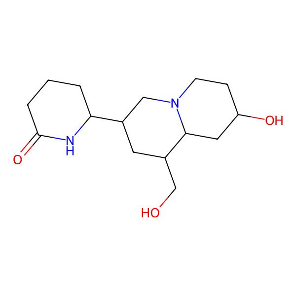 2D Structure of 2-Piperidinone, 6-(octahydro-8-hydroxy-1-(hydroxymethyl)-2H-quinolizin-3-yl)-