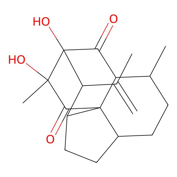 2D Structure of (1S,2R,3S,6R,9S,10R,11R,13R)-1,13-dihydroxy-9,13-dimethyl-2-prop-1-en-2-yltetracyclo[8.3.1.03,11.06,11]tetradecane-12,14-dione