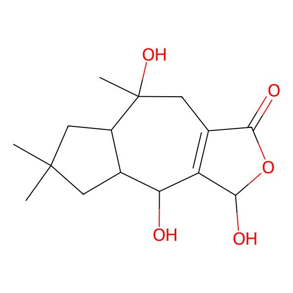 2D Structure of (1R,5S,5aS,8aR,9S)-1,5,9-trihydroxy-5,7,7-trimethyl-4,5a,6,8,8a,9-hexahydro-1H-azuleno[5,6-c]furan-3-one