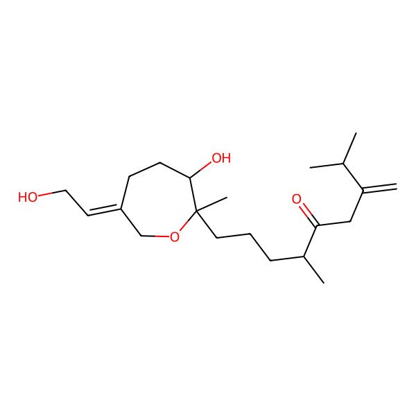 2D Structure of (4R)-1-[(2S,3R,6E)-3-hydroxy-6-(2-hydroxyethylidene)-2-methyloxepan-2-yl]-4,8-dimethyl-7-methylidenenonan-5-one