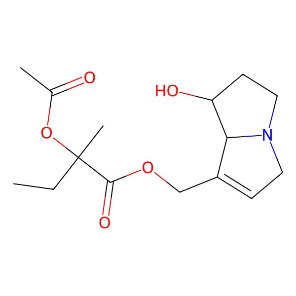 2D Structure of [(7R)-7-hydroxy-5,6,7,8-tetrahydro-3H-pyrrolizin-1-yl]methyl 2-acetyloxy-2-methylbutanoate
