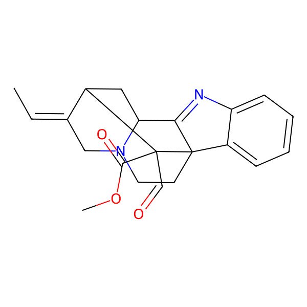 2D Structure of methyl (1S,10S,12S,13Z,18S)-13-ethylidene-18-formyl-8,15-diazapentacyclo[10.5.1.01,9.02,7.010,15]octadeca-2,4,6,8-tetraene-18-carboxylate