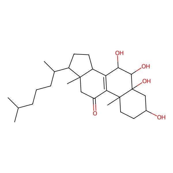 2D Structure of (3S,5R,6R,7S,10R,13R)-3,5,6,7-tetrahydroxy-10,13-dimethyl-17-(6-methylheptan-2-yl)-2,3,4,6,7,12,14,15,16,17-decahydro-1H-cyclopenta[a]phenanthren-11-one