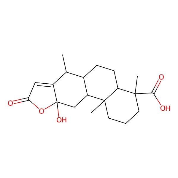 2D Structure of 10a-Hydroxy-4,7,11b-trimethyl-9-oxo-1,2,3,4a,5,6,6a,7,11,11a-decahydronaphtho[2,1-f][1]benzofuran-4-carboxylic acid