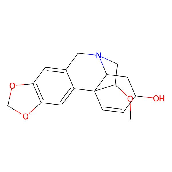2D Structure of (1S,13S,15R,18R)-18-methoxy-5,7-dioxa-12-azapentacyclo[10.5.2.01,13.02,10.04,8]nonadeca-2,4(8),9,16-tetraen-15-ol
