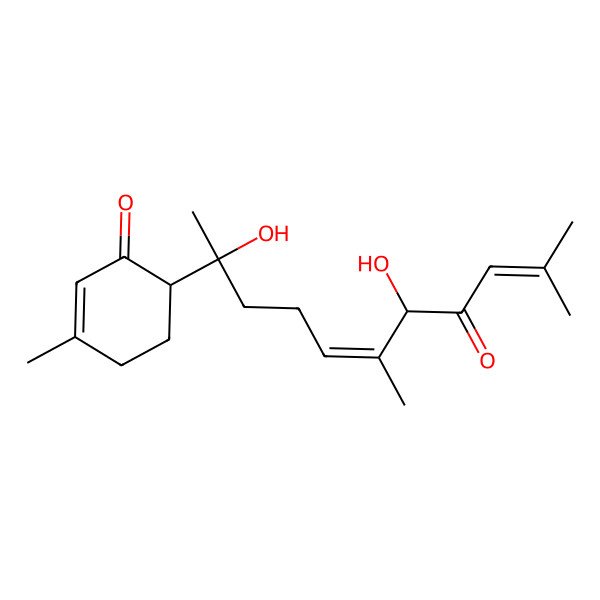 2D Structure of (6R)-6-[(2S,5E,7R)-2,7-dihydroxy-6,10-dimethyl-8-oxoundeca-5,9-dien-2-yl]-3-methylcyclohex-2-en-1-one
