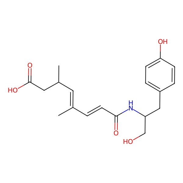 2D Structure of (3S)-8-[[(2S)-1-hydroxy-3-(4-hydroxyphenyl)propan-2-yl]amino]-3,5-dimethyl-8-oxoocta-4,6-dienoic acid