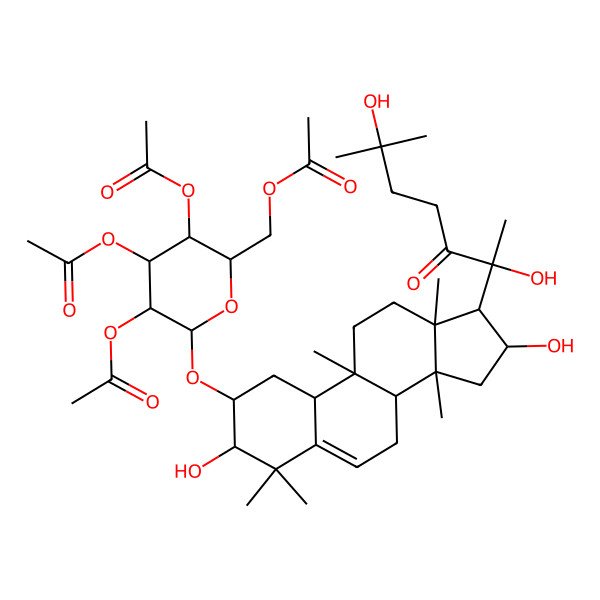 2D Structure of [3,4,5-triacetyloxy-6-[[17-(2,6-dihydroxy-6-methyl-3-oxoheptan-2-yl)-3,16-dihydroxy-4,4,9,13,14-pentamethyl-2,3,7,8,10,11,12,15,16,17-decahydro-1H-cyclopenta[a]phenanthren-2-yl]oxy]oxan-2-yl]methyl acetate