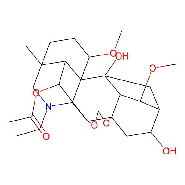 2D Structure of [(1R,2S,3S,4S,5R,6S,8R,12S,13S,16R,19S,20R,21S)-14-ethyl-2,6-dihydroxy-4,19-dimethoxy-16-methyl-9,11-dioxa-14-azaheptacyclo[10.7.2.12,5.01,13.03,8.08,12.016,20]docosan-21-yl] acetate