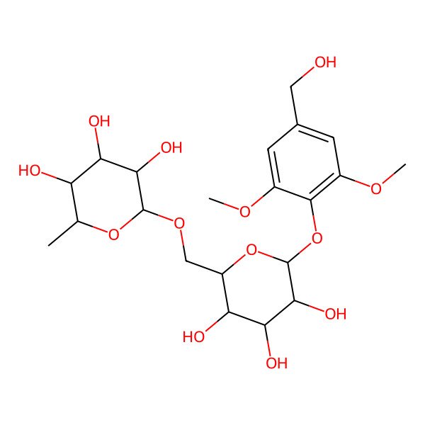 2D Structure of (2S,3R,4R,5R,6R)-2-methyl-6-[[(2R,3S,4S,5R,6S)-3,4,5-trihydroxy-6-[4-(hydroxymethyl)-2,6-dimethoxyphenoxy]oxan-2-yl]methoxy]oxane-3,4,5-triol