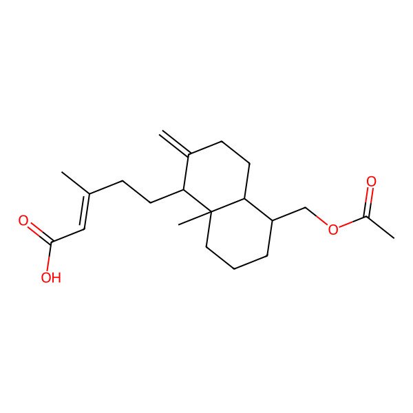 2D Structure of (E)-5-[(1S,4aS,5S,8aS)-5-(acetyloxymethyl)-8a-methyl-2-methylidene-1,3,4,4a,5,6,7,8-octahydronaphthalen-1-yl]-3-methylpent-2-enoic acid