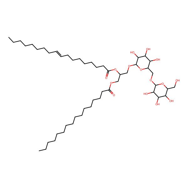 2D Structure of [1-Hexadecanoyloxy-3-[3,4,5-trihydroxy-6-[[3,4,5-trihydroxy-6-(hydroxymethyl)oxan-2-yl]oxymethyl]oxan-2-yl]oxypropan-2-yl] octadec-9-enoate
