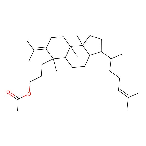 2D Structure of 3-[6,9a,9b-trimethyl-3-(6-methylhept-5-en-2-yl)-7-propan-2-ylidene-2,3,3a,4,5,5a,8,9-octahydro-1H-cyclopenta[a]naphthalen-6-yl]propyl acetate