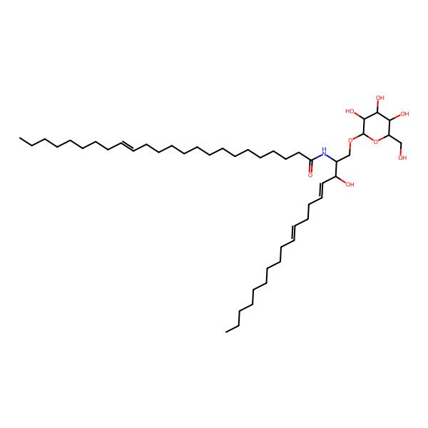 2D Structure of N-[3-hydroxy-1-[3,4,5-trihydroxy-6-(hydroxymethyl)oxan-2-yl]oxyoctadeca-4,8-dien-2-yl]tetracos-15-enamide