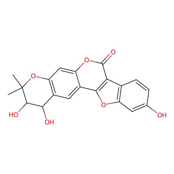 2D Structure of (18S,19R)-6,18,19-trihydroxy-17,17-dimethyl-3,12,16-trioxapentacyclo[11.8.0.02,10.04,9.015,20]henicosa-1(21),2(10),4(9),5,7,13,15(20)-heptaen-11-one
