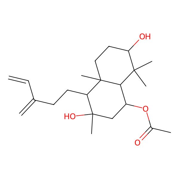 2D Structure of [(1R,3S,4S,4aR,7R,8aS)-3,7-dihydroxy-3,4a,8,8-tetramethyl-4-(3-methylidenepent-4-enyl)-2,4,5,6,7,8a-hexahydro-1H-naphthalen-1-yl] acetate