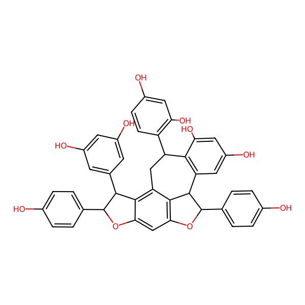 2D Structure of (10S,11S,18S)-18-(2,4-dihydroxyphenyl)-3-(3,5-dihydroxyphenyl)-4,10-bis(4-hydroxyphenyl)-5,9-dioxapentacyclo[9.8.1.02,6.08,20.012,17]icosa-1,6,8(20),12(17),13,15-hexaene-14,16-diol