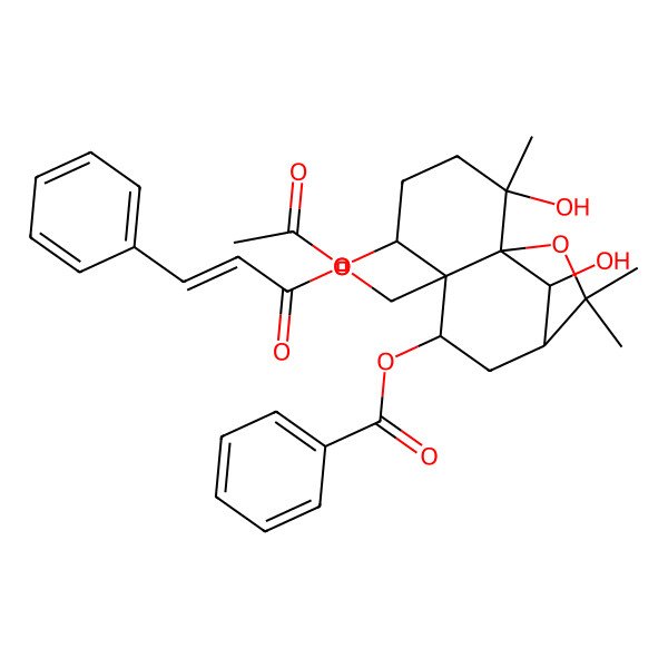 2D Structure of [5-Acetyloxy-2,12-dihydroxy-2,10,10-trimethyl-6-(3-phenylprop-2-enoyloxymethyl)-11-oxatricyclo[7.2.1.01,6]dodecan-7-yl] benzoate