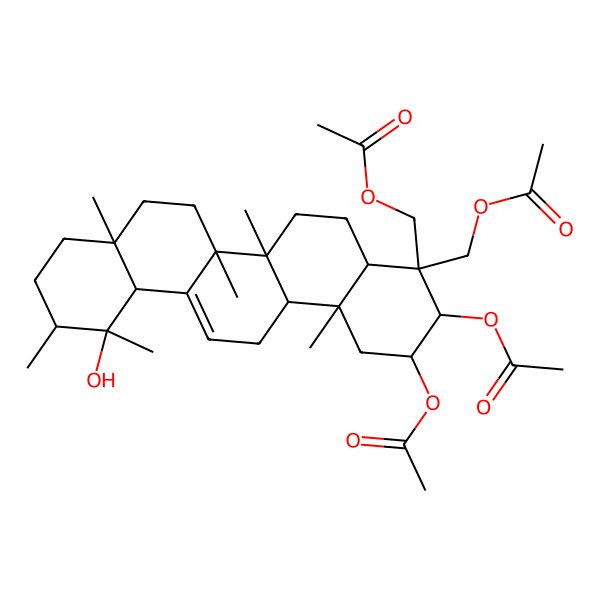 2D Structure of [2,3-Diacetyloxy-4-(acetyloxymethyl)-12-hydroxy-6a,6b,8a,11,12,14b-hexamethyl-1,2,3,4a,5,6,7,8,9,10,11,12a,14,14a-tetradecahydropicen-4-yl]methyl acetate