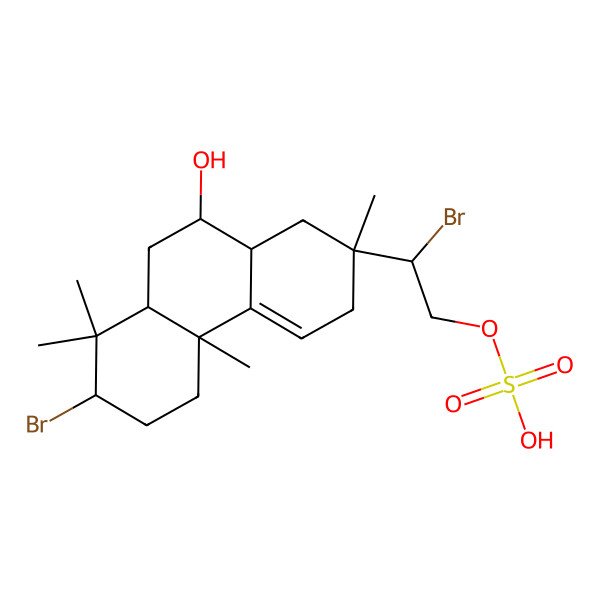 2D Structure of [2-bromo-2-(7-bromo-10-hydroxy-2,4b,8,8-tetramethyl-3,5,6,7,8a,9,10,10a-octahydro-1H-phenanthren-2-yl)ethyl] hydrogen sulfate
