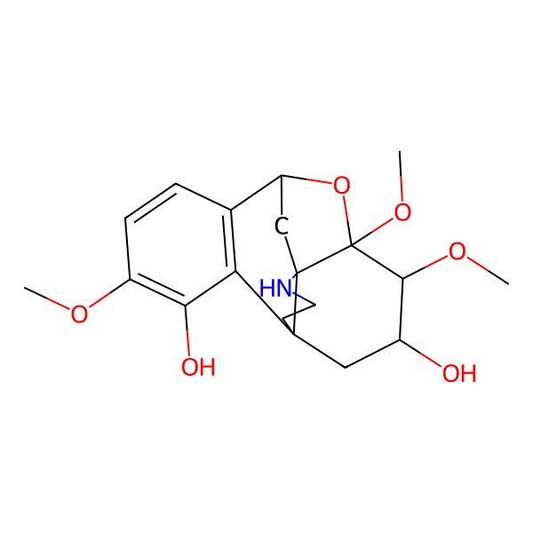 2D Structure of (1S,8S,10S,11R,12S,13S)-4,11,12-trimethoxy-18-oxa-17-azapentacyclo[8.4.3.18,11.01,10.02,7]octadeca-2(7),3,5-triene-3,13-diol