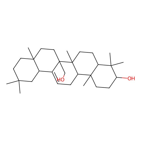 2D Structure of (3S,4aR,6aR,6bR,8aR,12aS,14aR,14bR)-6b-(hydroxymethyl)-4,4,6a,8a,11,11,14b-heptamethyl-1,2,3,4a,5,6,7,8,9,10,12,12a,14,14a-tetradecahydropicen-3-ol