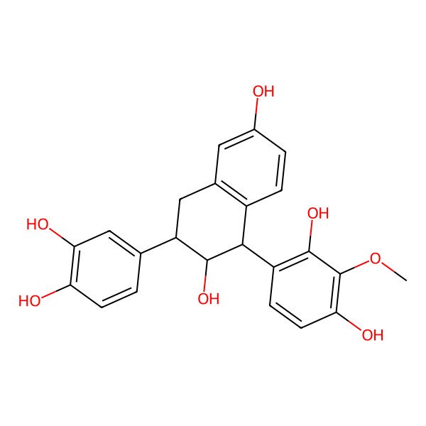 2D Structure of (1R,2R,3R)-1-(2,4-dihydroxy-3-methoxyphenyl)-3-(3,4-dihydroxyphenyl)-1,2,3,4-tetrahydronaphthalene-2,6-diol