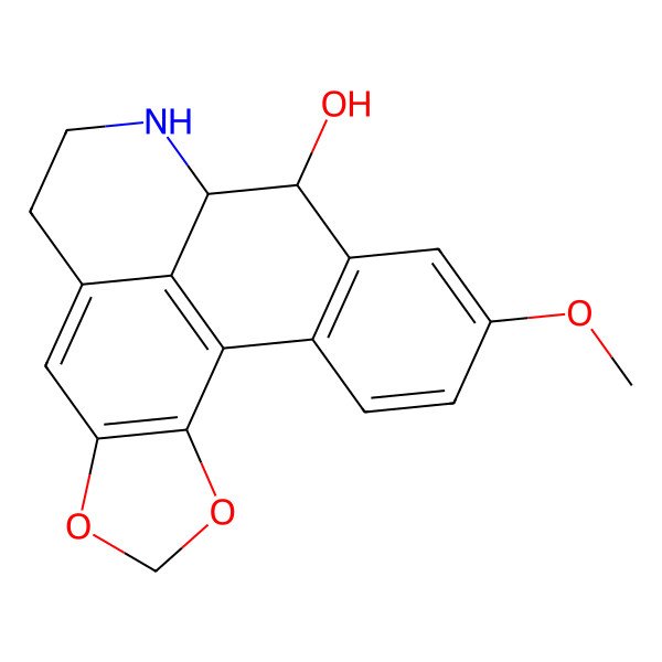 2D Structure of (12S,13S)-16-methoxy-3,5-dioxa-11-azapentacyclo[10.7.1.02,6.08,20.014,19]icosa-1(20),2(6),7,14(19),15,17-hexaen-13-ol