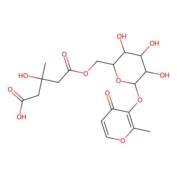 2D Structure of (3S)-3-hydroxy-3-methyl-5-oxo-5-[[(2R,3S,4S,5R,6S)-3,4,5-trihydroxy-6-(2-methyl-4-oxopyran-3-yl)oxyoxan-2-yl]methoxy]pentanoic acid