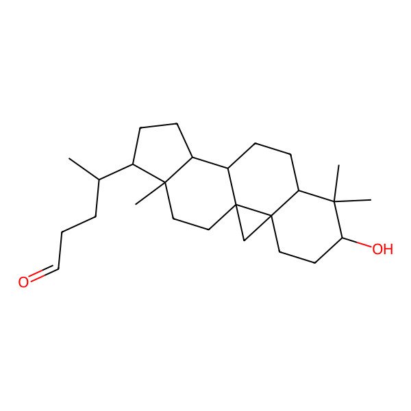 2D Structure of (4R)-4-[(1S,3R,6S,8R,11S,12S,15R,16R)-6-hydroxy-7,7,16-trimethyl-15-pentacyclo[9.7.0.01,3.03,8.012,16]octadecanyl]pentanal