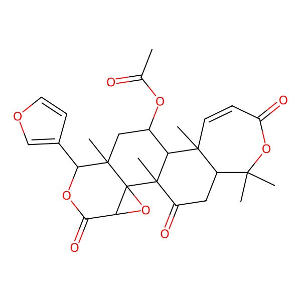 2D Structure of [(1R,2R,4S,7S,8S,10S,12R)-7-(furan-3-yl)-1,8,12,17,17-pentamethyl-5,15,20-trioxo-3,6,16-trioxapentacyclo[9.9.0.02,4.02,8.012,18]icos-13-en-10-yl] acetate
