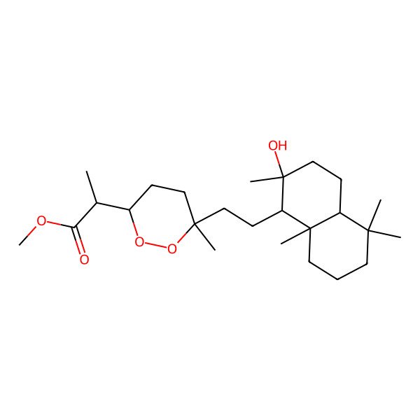 2D Structure of methyl (2S)-2-[(3S,6S)-6-[2-[(1S,2S,4aR,8aR)-2-hydroxy-2,5,5,8a-tetramethyl-3,4,4a,6,7,8-hexahydro-1H-naphthalen-1-yl]ethyl]-6-methyldioxan-3-yl]propanoate