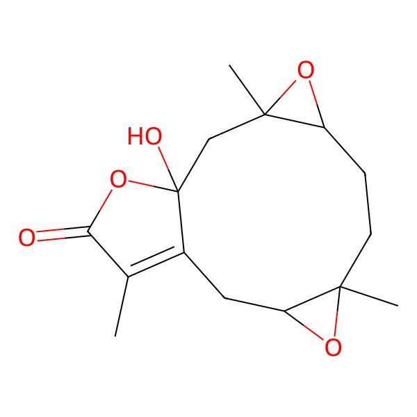2D Structure of (3R,5R,8R,10R,12S)-12-hydroxy-5,10,15-trimethyl-4,9,13-trioxatetracyclo[10.3.0.03,5.08,10]pentadec-1(15)-en-14-one
