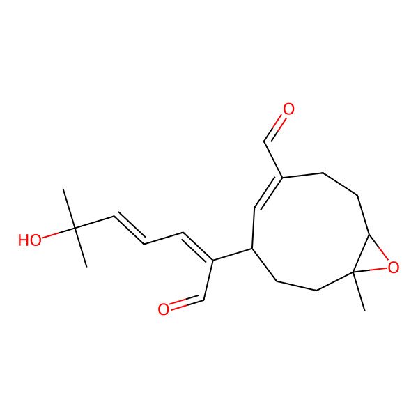 2D Structure of 6-(6-Hydroxy-6-methyl-1-oxohepta-2,4-dien-2-yl)-9-methyl-10-oxabicyclo[7.1.0]dec-4-ene-4-carbaldehyde