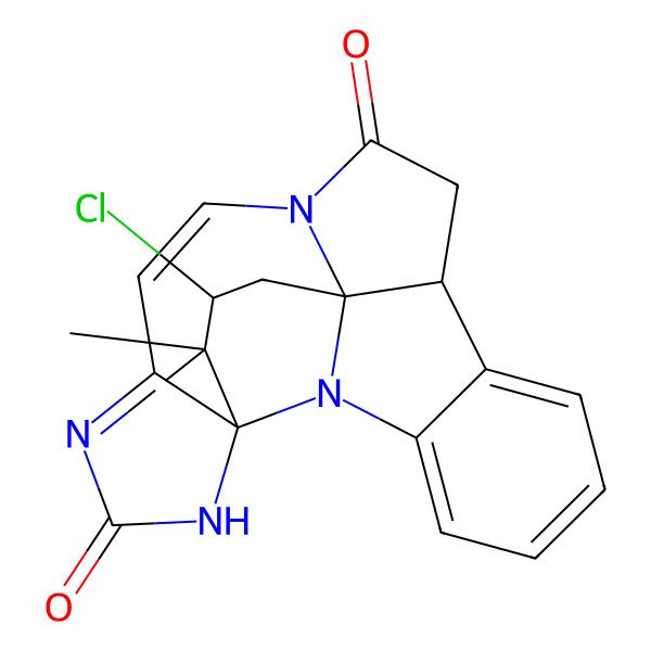 2D Structure of (1R,9R,19S,21S)-21-chloro-20,20-dimethyl-2,12,16,18-tetrazahexacyclo[10.10.0.01,9.02,19.03,8.015,19]docosa-3,5,7,13,15-pentaene-11,17-dione