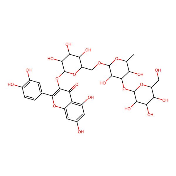 2D Structure of 3-[6-[[3,5-Dihydroxy-6-methyl-4-[3,4,5-trihydroxy-6-(hydroxymethyl)oxan-2-yl]oxyoxan-2-yl]oxymethyl]-3,4,5-trihydroxyoxan-2-yl]oxy-2-(3,4-dihydroxyphenyl)-5,7-dihydroxychromen-4-one