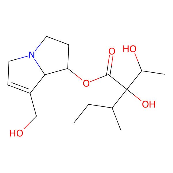 2D Structure of [7-(hydroxymethyl)-2,3,5,8-tetrahydro-1H-pyrrolizin-1-yl] 2-hydroxy-2-(1-hydroxyethyl)-3-methylpentanoate