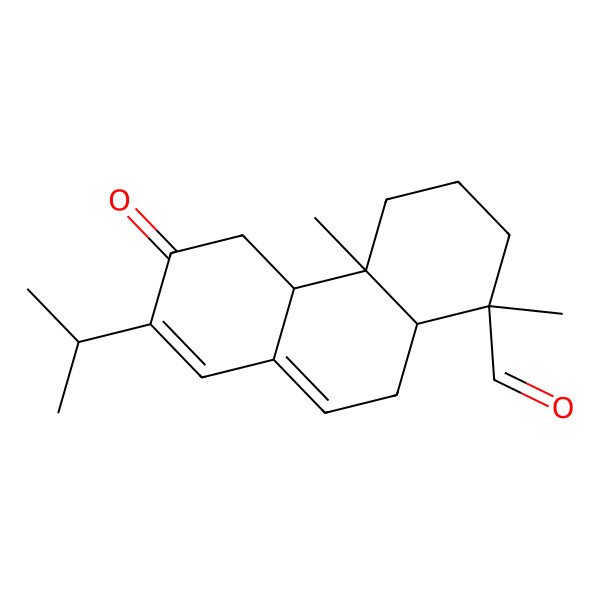 2D Structure of (1S,4aR,4bR,10aR)-1,4a-dimethyl-6-oxo-7-propan-2-yl-3,4,4b,5,10,10a-hexahydro-2H-phenanthrene-1-carbaldehyde