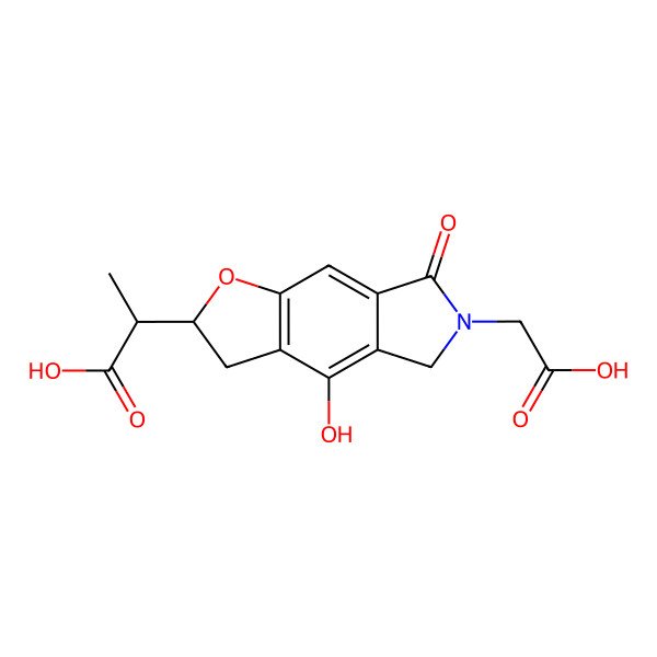 2D Structure of (2S)-2-[(2R)-6-(carboxymethyl)-4-hydroxy-7-oxo-3,5-dihydro-2H-furo[2,3-f]isoindol-2-yl]propanoic acid