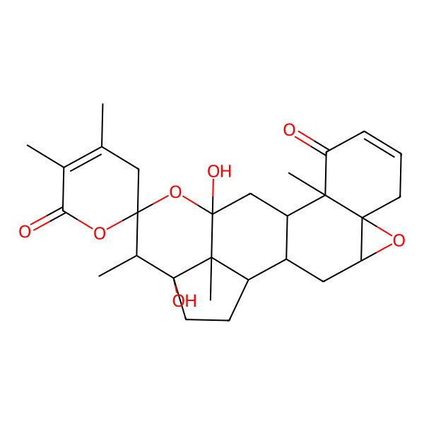 2D Structure of 14',18'-dihydroxy-4,5,11',17',21'-pentamethylspiro[3H-pyran-2,16'-5,15-dioxahexacyclo[12.6.1.02,12.04,6.06,11.018,21]henicos-8-ene]-6,10'-dione