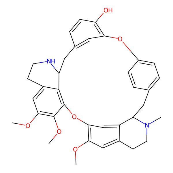 2D Structure of 20,21,25-Trimethoxy-30-methyl-7,23-dioxa-15,30-diazaheptacyclo[22.6.2.23,6.18,12.114,18.027,31.022,33]hexatriaconta-3(36),4,6(35),8,10,12(34),18,20,22(33),24,26,31-dodecaen-9-ol