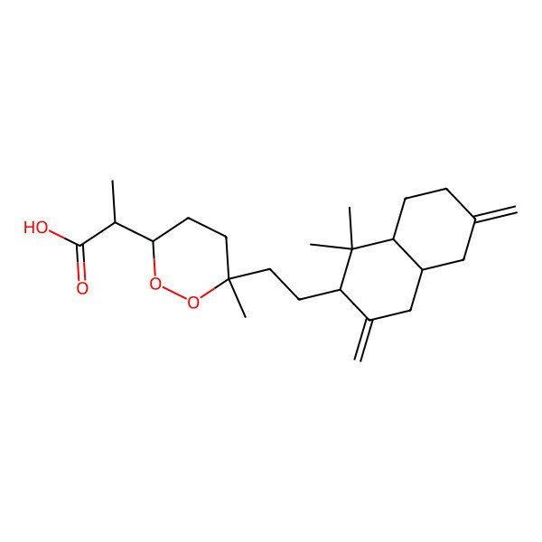 2D Structure of (2S)-2-[(3S,6R)-6-[2-[(2R,4aS,8aR)-1,1-dimethyl-3,6-dimethylidene-4,4a,5,7,8,8a-hexahydro-2H-naphthalen-2-yl]ethyl]-6-methyldioxan-3-yl]propanoic acid
