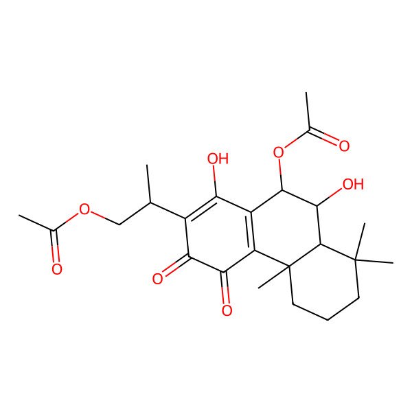2D Structure of 2-[(4bS,8aR)-10-acetyloxy-1,9-dihydroxy-4b,8,8-trimethyl-3,4-dioxo-5,6,7,8a,9,10-hexahydrophenanthren-2-yl]propyl acetate